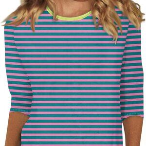 L.L. Bean Women's Long Sleeve Top - Blue and Orange Stripes